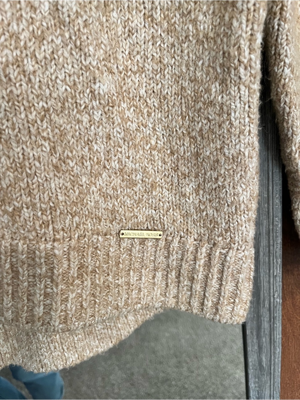 Michael Kors Neutral Tan V-Neck Knit Sweater - Picture 5 of 5